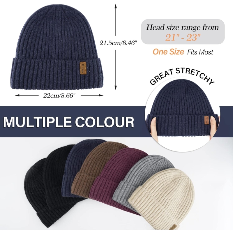 FZ FANTASTIC ZONE Mens Winter Warm Beanie Hats Knitted Slouchy Skull Caps with Fleece Lined for Women Men Cold Weather - Image 4
